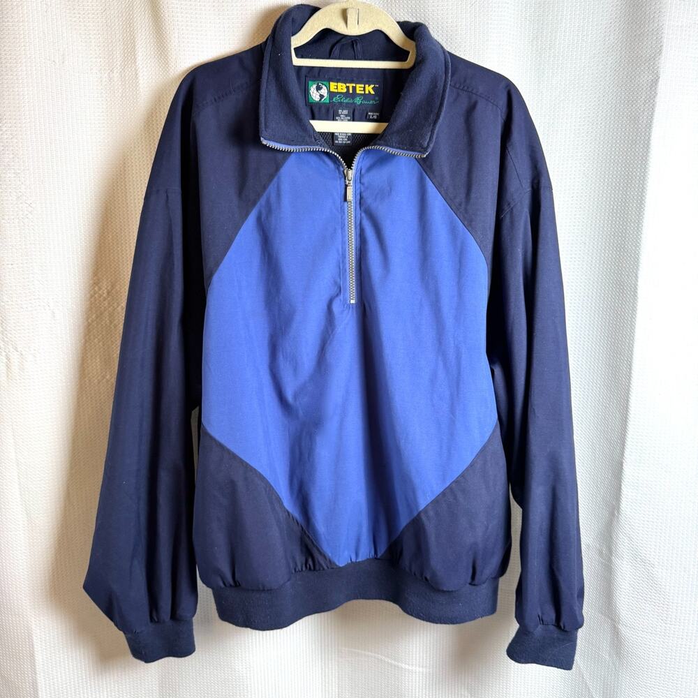 Vintage 90s Eddie Bauer EBTek Two Tone Blue Mens Size L Pullover 1/4 Zip Jacket